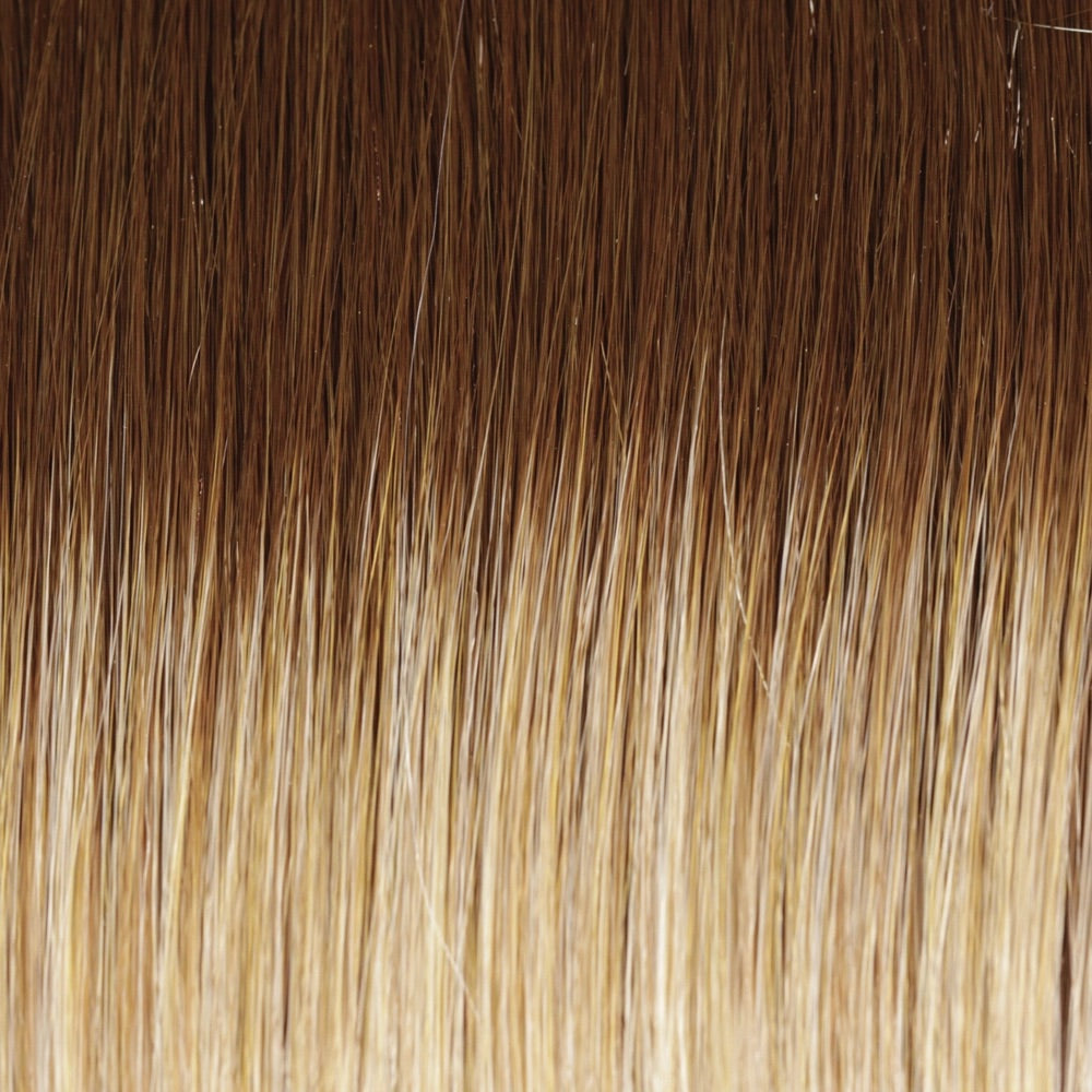 14/26/R10  Light Red Brown Gold Blonde Highlights Rooted Medium Brown
