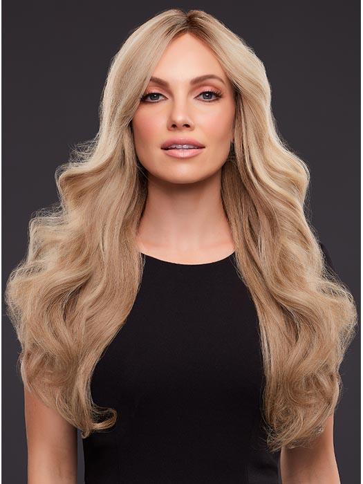 12FS8 Medium Natural Gold Blonde, Light Gold Blonde, Pale Natural Blonde Blend, Shaded with Dark Brown